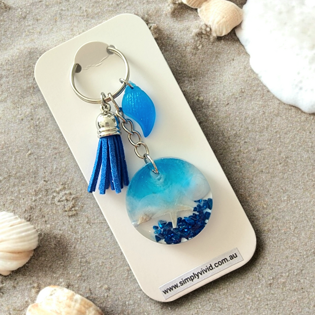 Blue Beachy Keychains - CHOOSE CHARM