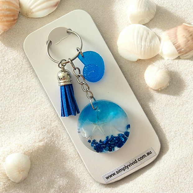 Blue Beachy Keychains - CHOOSE CHARM