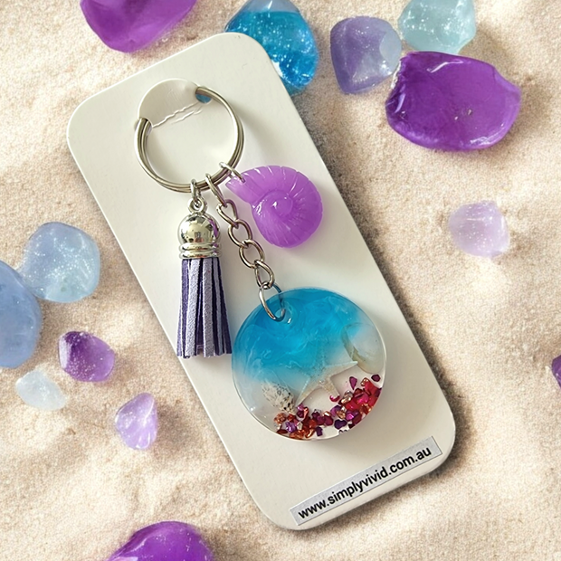 Purple Beachy Keychains - CHOOSE CHARM