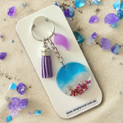 Purple Beachy Keychains - CHOOSE CHARM