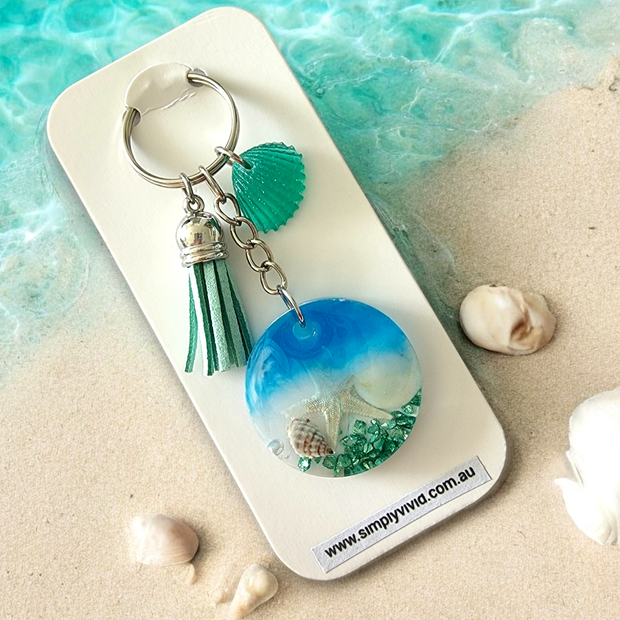 Green Beachy Keychains - CHOOSE CHARM