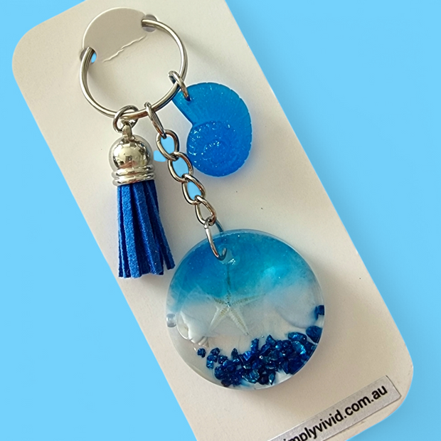 Blue Beachy Keychains - CHOOSE CHARM