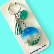 Green Beachy Keychains - CHOOSE CHARM