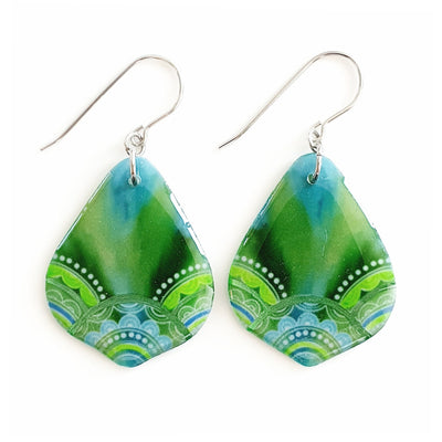 Green Mandala Abstract Earrings