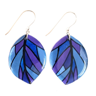 Blue Purple Leaf Earrings | Mosaic